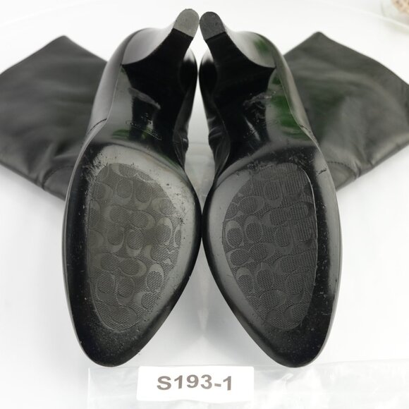 Coach Womens Melinda Boots Size 9.5 Black Leather High Heel Bootie Elegant Italy - Picture 9 of 12